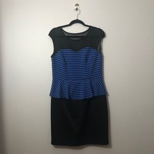 Black & Blue Peplum Dress
